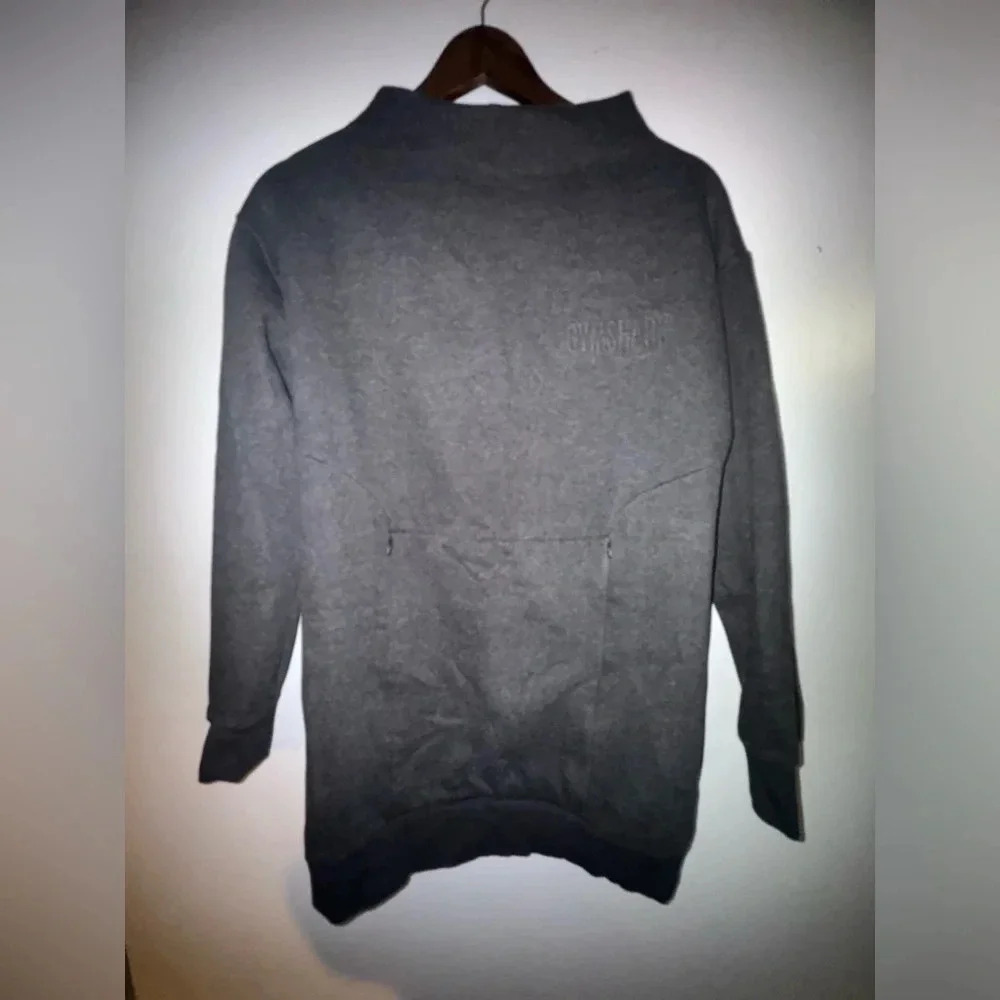 Gym-shark Women's‎ Mock Neck Tunic Sweatshirt Gray Pocket so soft athletic small